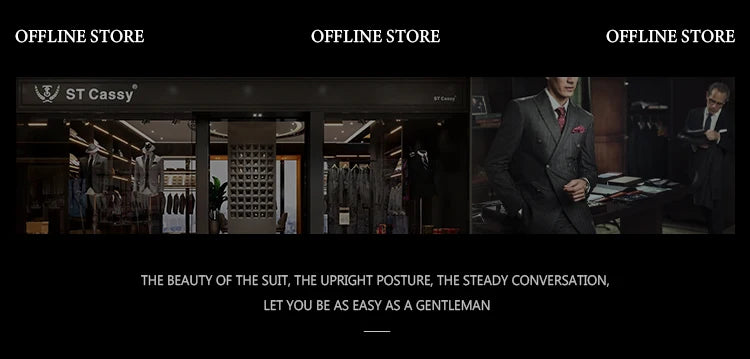 ST Cassy high quality 3 Piece Checkered Suit Set Men Stylish Business Office Wedding Formal Outfit full Elegant man suit