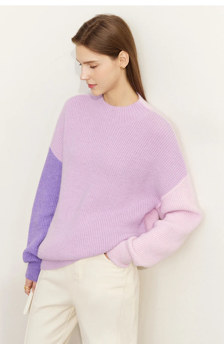 AMII Minimalism Sweaters Women 2024 Spring Street wear Spliced Knitted Top Drop Sleeve Loose Full Pullovers Sweaters 12344144