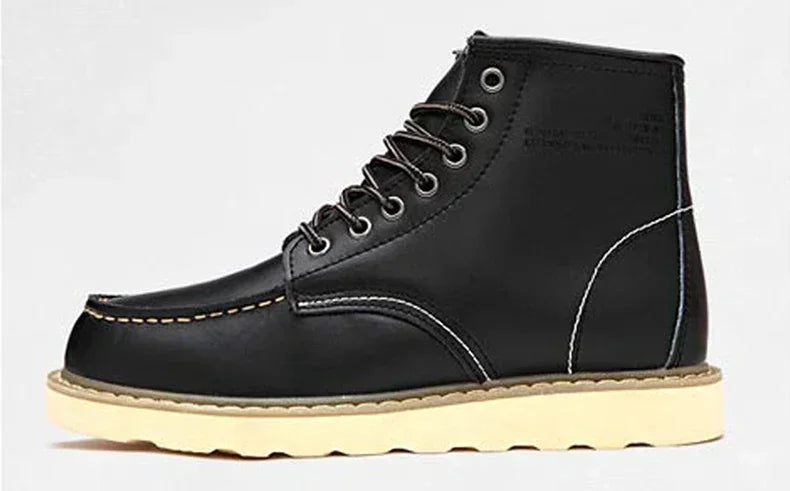 Winter Warm Men Boots Leather Mens Snow Boots with Fur Handmade Waterproof Male Ankle Boots No-slip High Top Male Work Shoes