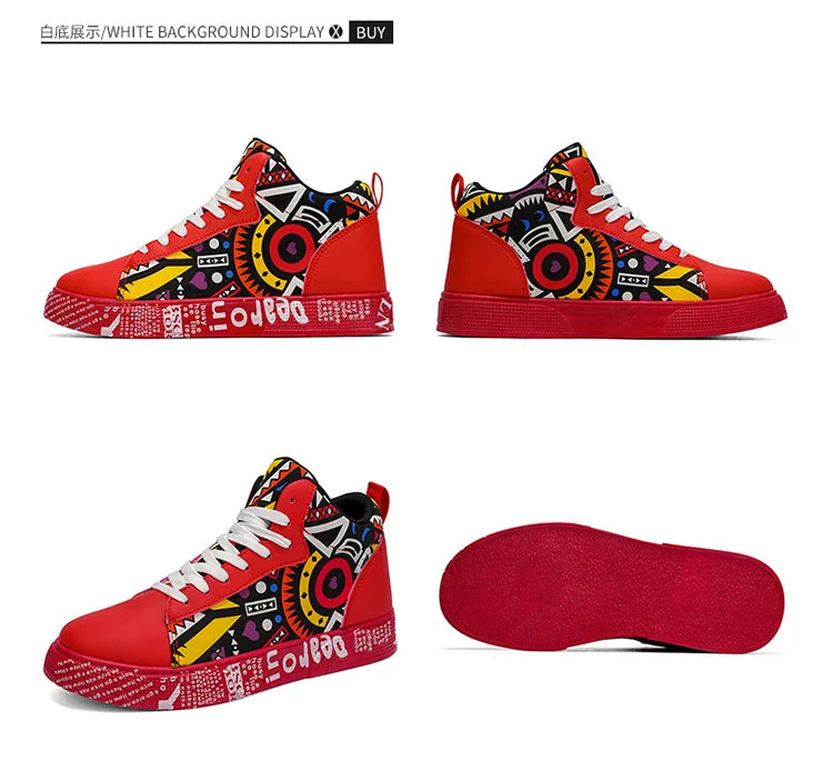 Mens Casual Sport Shoes 2026 Autumn Fashion Comfort Non Slip Casual Sneakers Platform Outdoor Running Shoes Graffiti Board Shoes