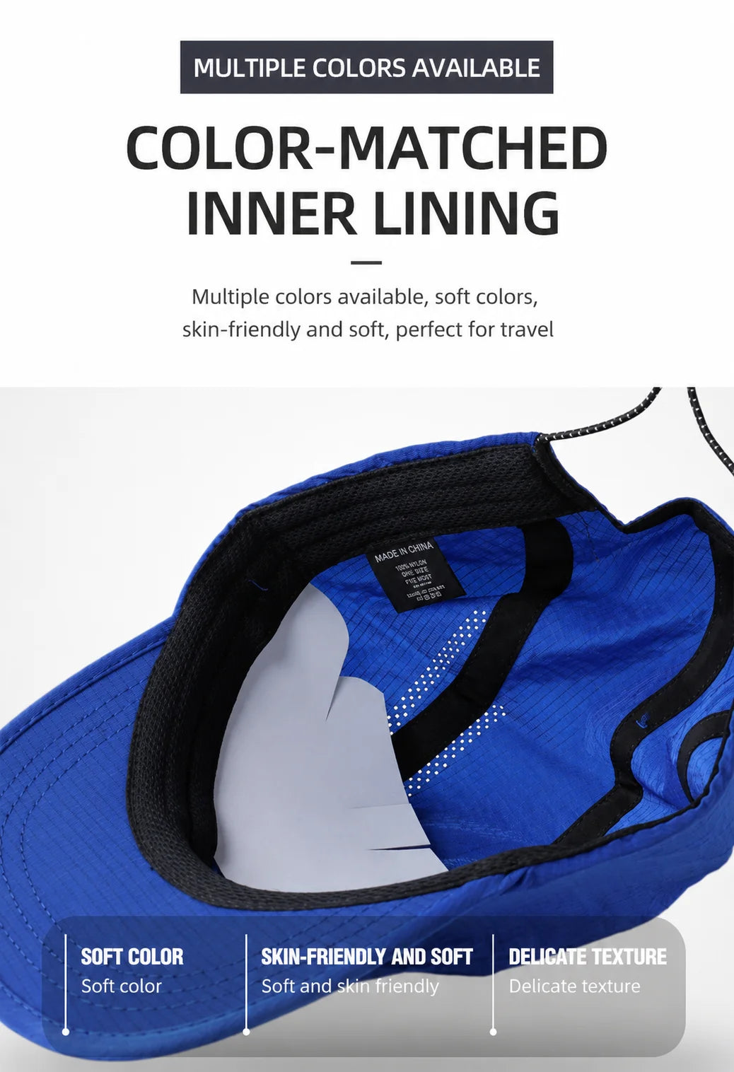 Water Resistant Quick Dry 5 Panel Baseball Hat Lightweight Breathable Sports Sun Caps For Men Women Drawstring Foldable Hats BAZAARHUBO