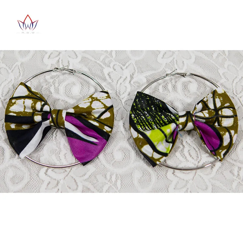 African Earrings Fashion Women Africa Handmade Statement Circle Jewellery Print Wax Fabric Accessories WYA078