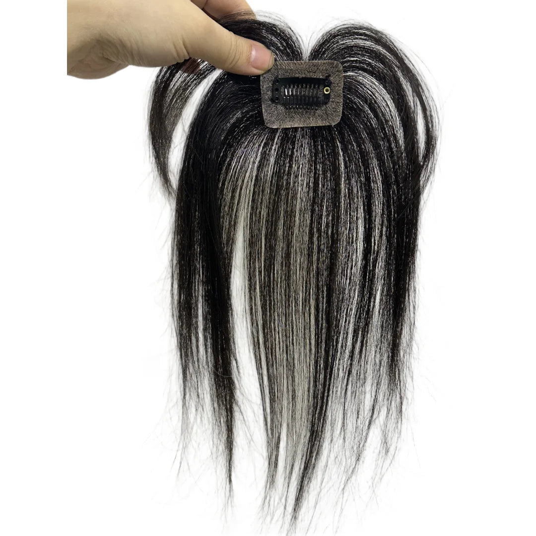 360° Coverage Natural Black Human Hair Bangs Clips in Hairpieces for Women False Natural Bangs with Thinning Hair Extensions