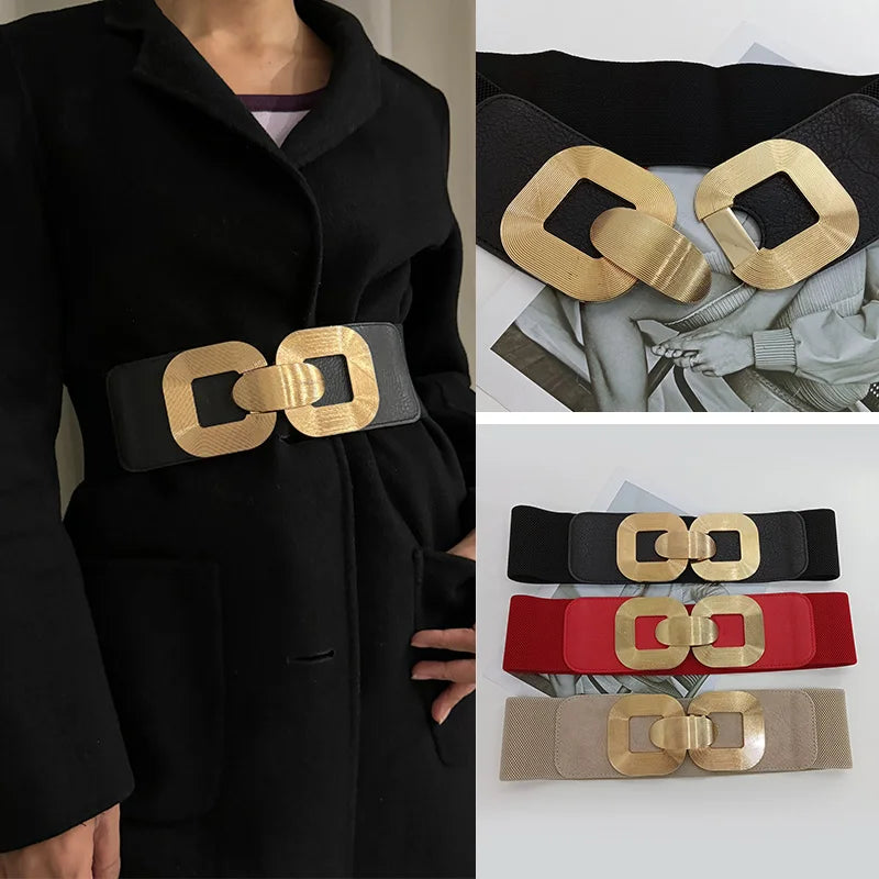 Black Plus Size Wide belt for women Girdles Elastic Cummerbunds Luxury Brands Designer Corset Belt Female Punk Gothic Belt Gold BAZAARHUBO