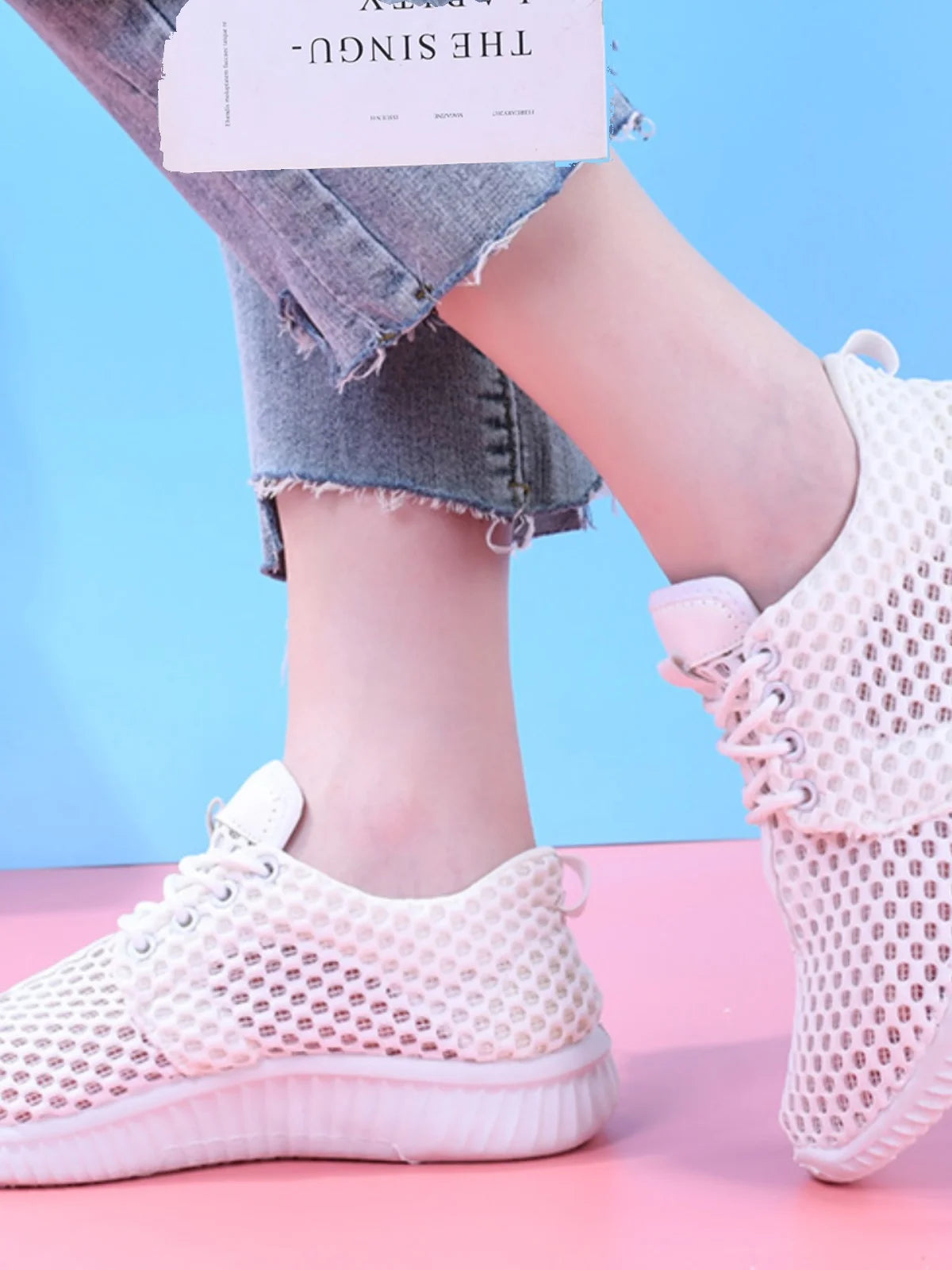 women's summer mesh shoes women's breathable mesh surface casual sports comfort mother's shoes anti slip soft sole  white shoe