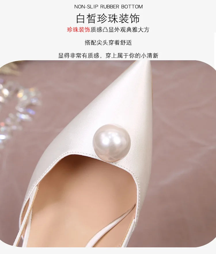 Female Wedding Shoes Summer New Pointed Toe Stiletto Sandals White Bridesmaid High Heels 6.5/8.5CM Pumps Women Chaussures Femme