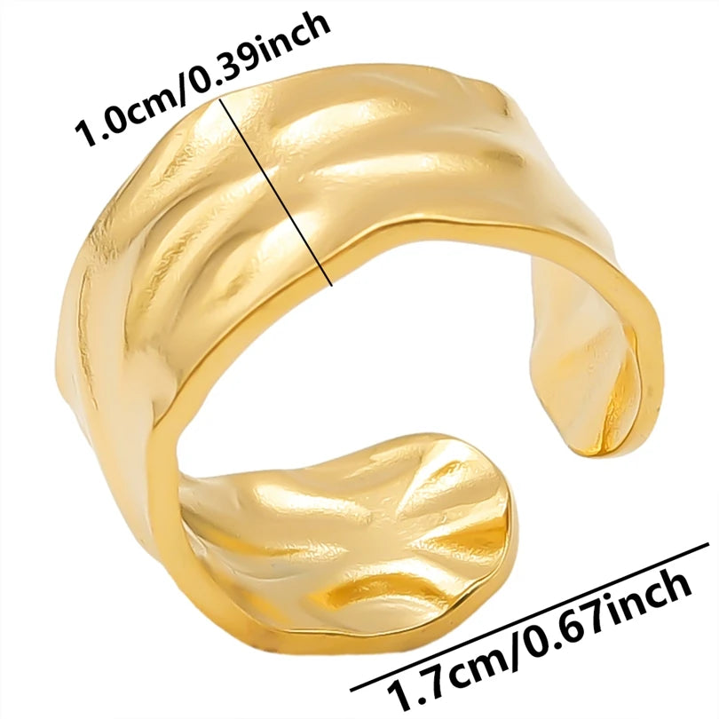 1/2/3pcs Mix Color Chunky Wide Ring Open Stainless Steel Rings For Women Men Accessories Irregular Surface Kpop Fashion Jewelry