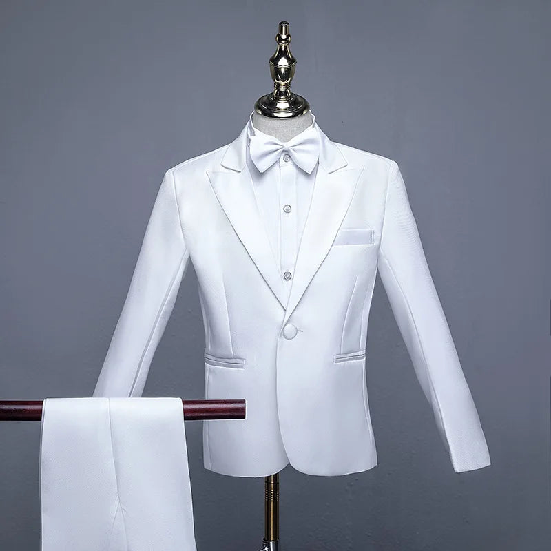 Children Tuxedo Tailcoat Formal Dress Suits Swallow Tail Coat Boy's Jacket Pants Suits Party Dance Magic Stage Performance Tails