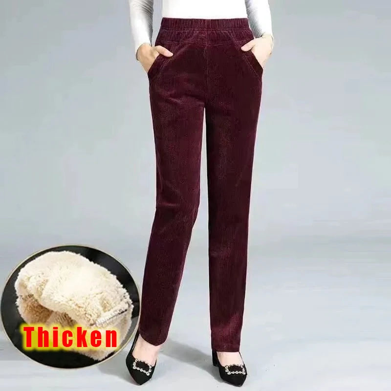 Thin/Thick Winter Lined Wide Leg Pants CasualThicken Warm Baggy Sweatpants Women HighWaist Korean Lamb Fluff Straight Pantalones