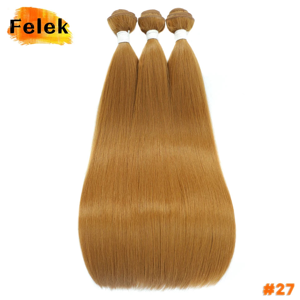 1Pc Straight Hair Bundles Synthetic Natural Hair Weaving 613 Blonde Bundles Hair Extensions Ombre Brown Red Weave Long Fake Hair