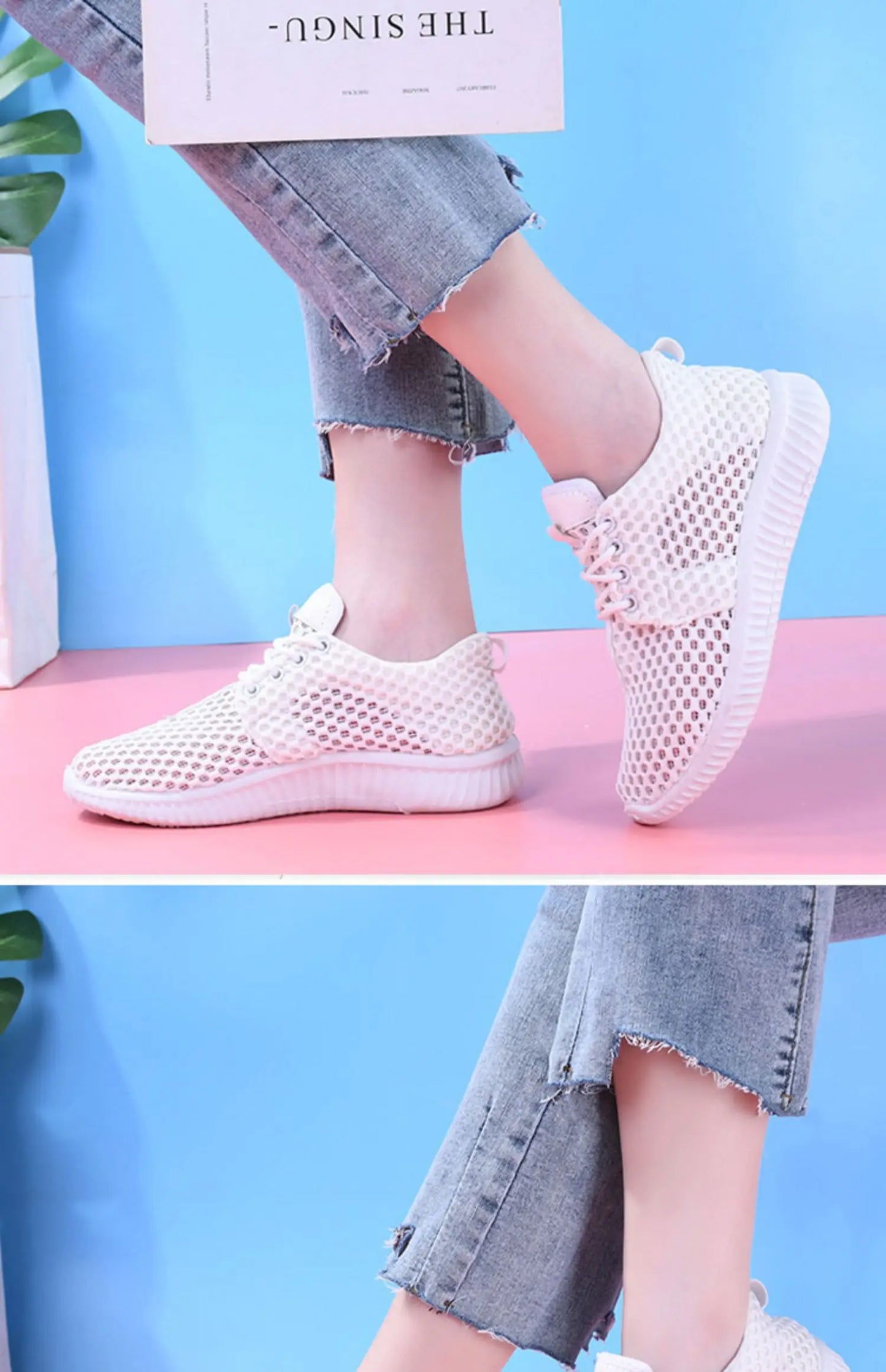women's summer mesh shoes women's breathable mesh surface casual sports comfort mother's shoes anti slip soft sole  white shoe