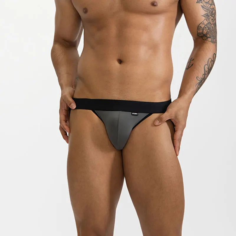 Sexy Man Underwear G-String Ice Silk Gay Men's Underpants Jockstrap Bikini Slip Mens Tanga String Thong Back Open T-Back Panties