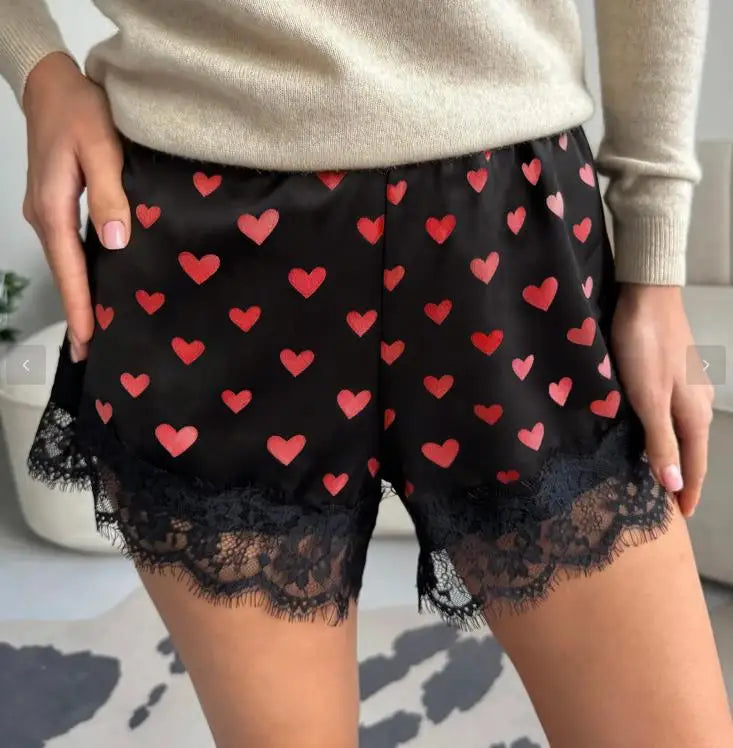 Women Summer Lace Satin Shorts y2k Elastic Waist Mini Shorts Coquette Aesthetic Boxer Slip Pettipants French Knickers Bottoms