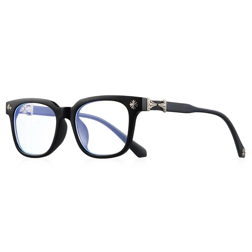 Classic 2Pcs Square Anti Blue Light Glasses For Men And Women Black & Transparent Frame Unisex Computer Wearing Women Glasses BAZAARHUBO