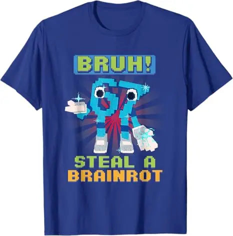 Bruh 67 Meme Steal A Brainrot Pixel T-Shirt Chaotic Humor Y2k Gaming Saying Tee Novelty Gift Boys Fashion Short Sleeve Blouses
