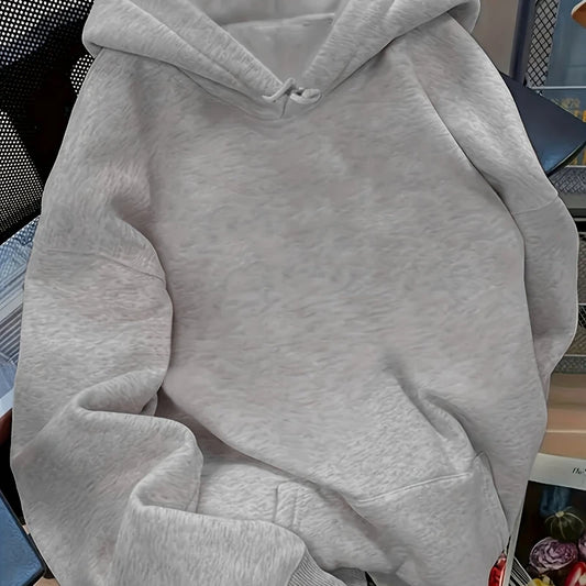 Casual Street Sweatshirt, Women's Solid Color Pullover Hoodie, Sport Style, Adjustable Drawstring Hood and Kangaroo Pocket