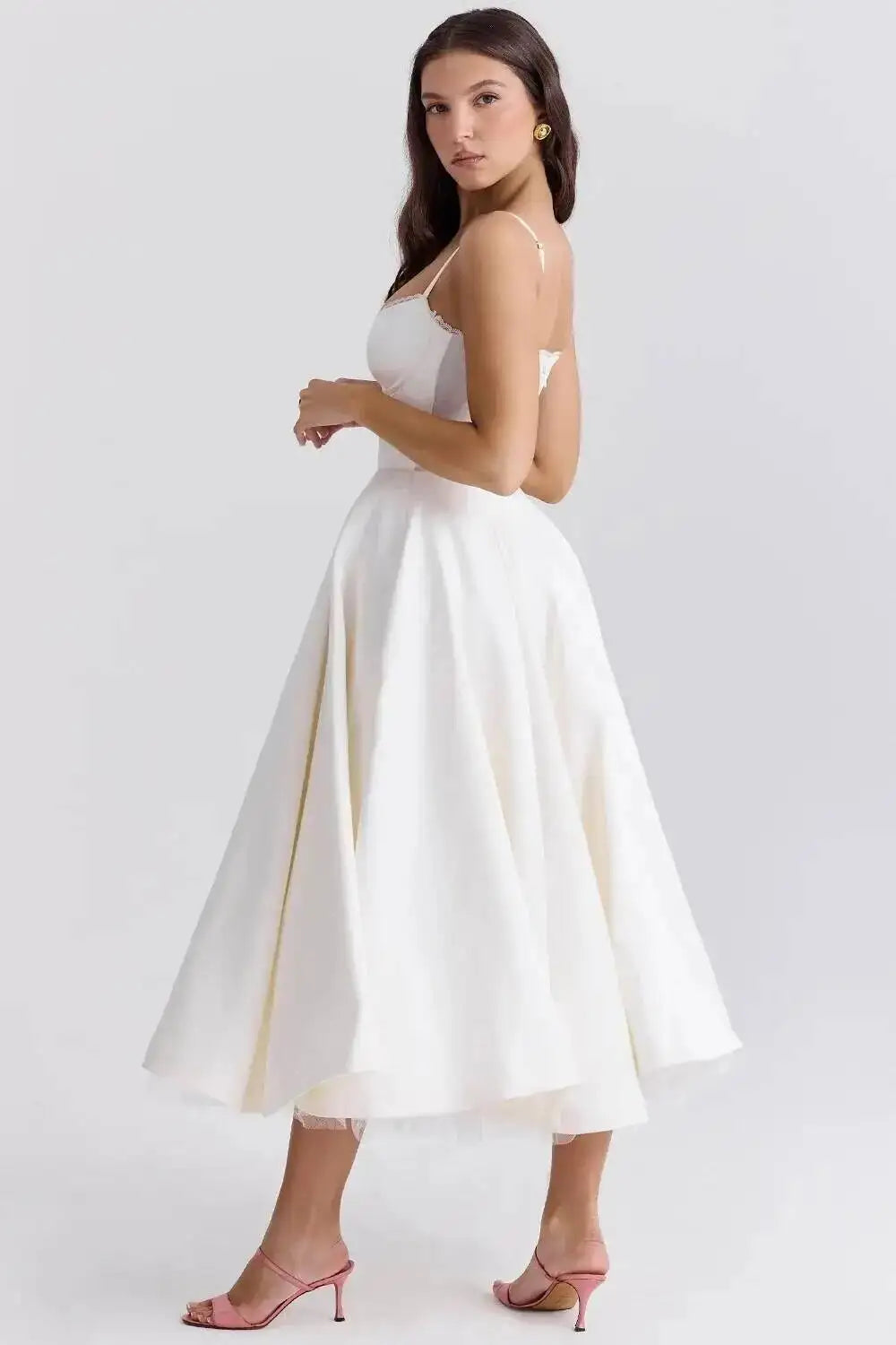 2026 Spring/summer High End Satin Strapless Heavy Industry French Waist Strap Sexy Hot Girl Medium Long Dress Women Elegant