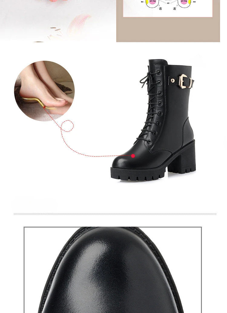 Luxury Women's Boots Winter Warm Women Snow Boots Fashion High Quality High Heels Comfort Platform Women Short Boots Botas Mujer