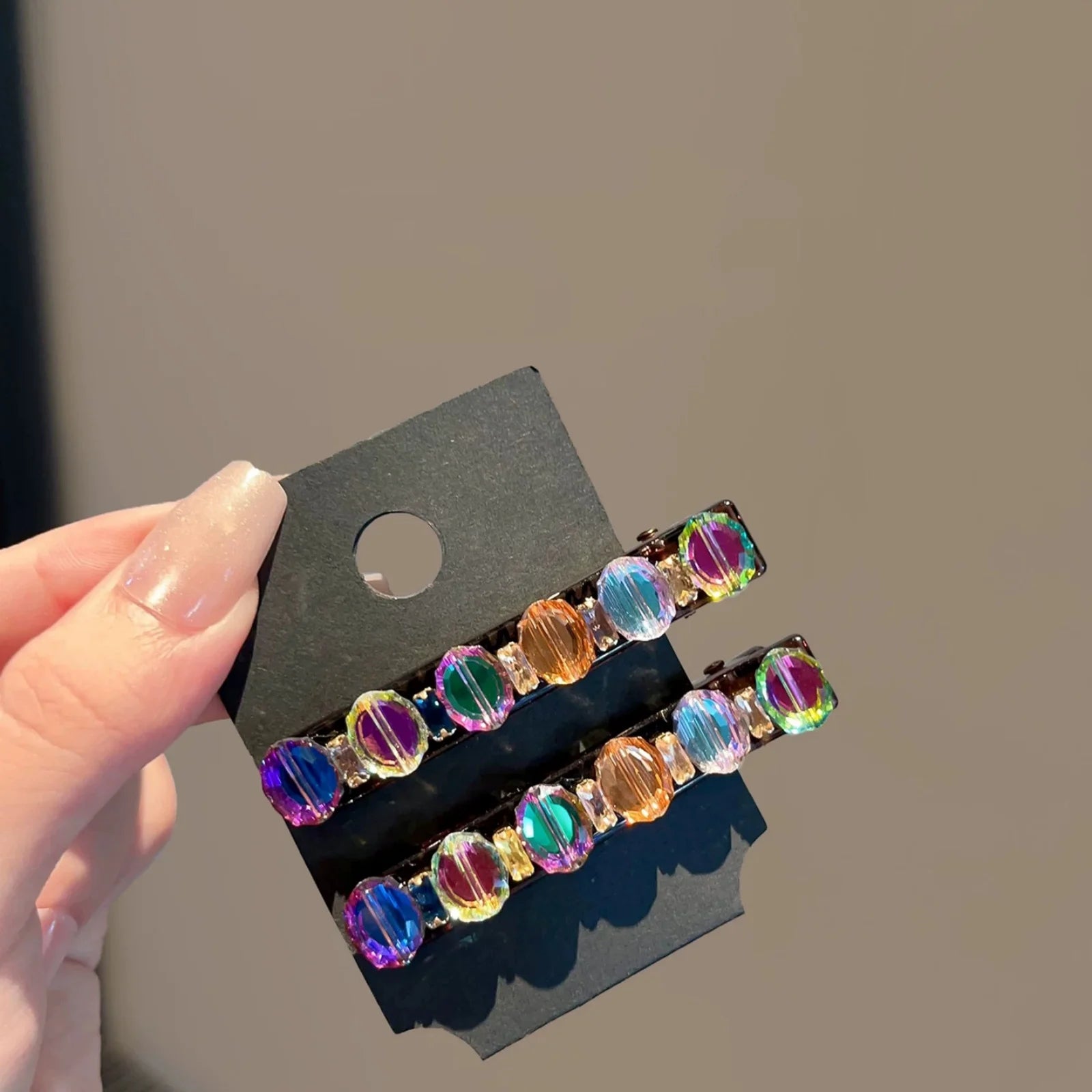 2Pcs Colorful Rhinestone Side Hair Clips for Women, Exquisite Light Luxury & Fashionable Versatile Design, High-End Bangs & Flya BAZAARHUBO