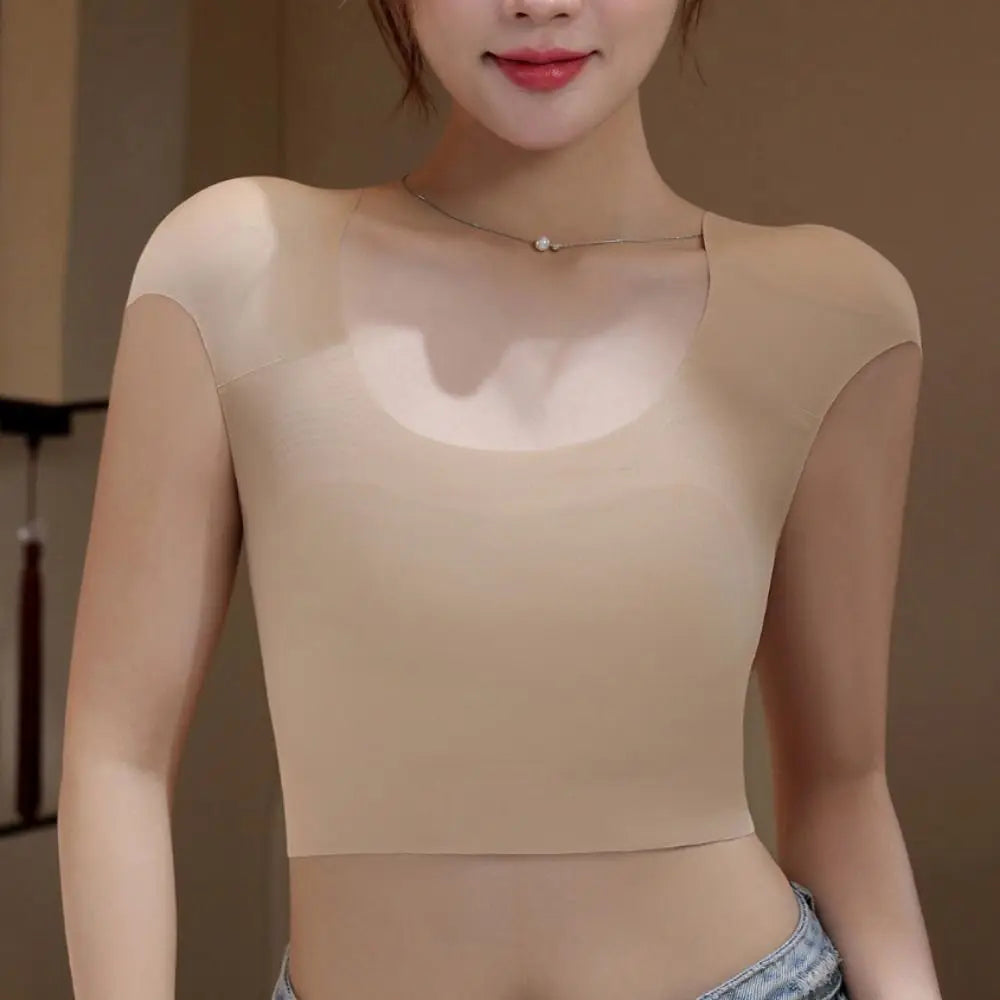 Simple Seamless Right-angle Shoulder Bra Chest Binder Invisible Shoulder Pad Vest Bustier Lingerie Wireless Bra Oversize