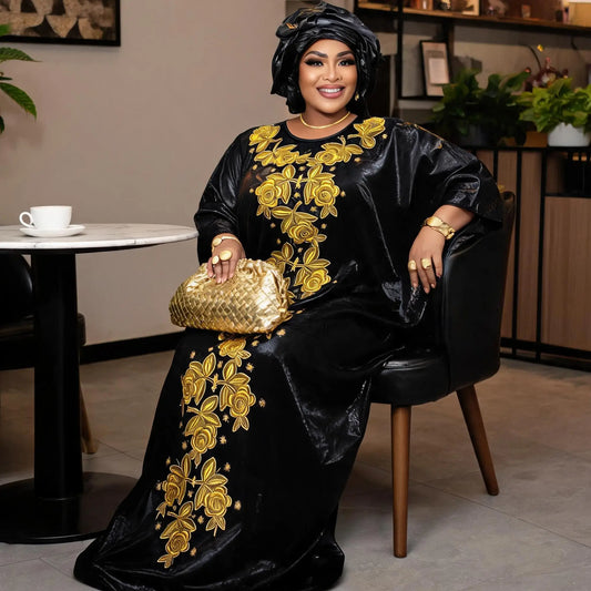 African Dresses For Women Luxury Boubou Material Rich Embroidery Design