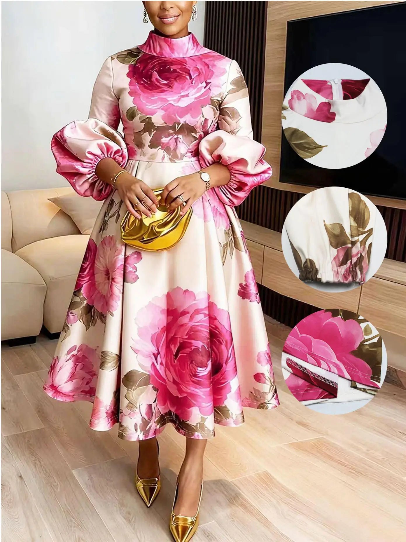 African Dresses for Women Elegant Ankara Dashiki Spring Summer Midi Dress Ladies Traditional Africa Clothing