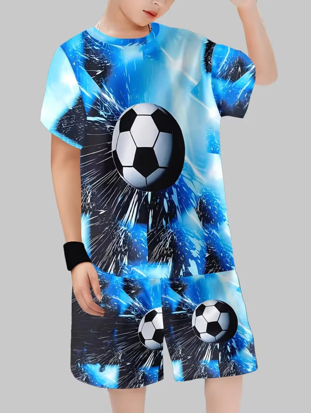 2026 Summer Children's Sports Set Football 3D Print Soccer Jersey Sets for Children Quick-Dry T-Shirt Shorts Children's Clothing