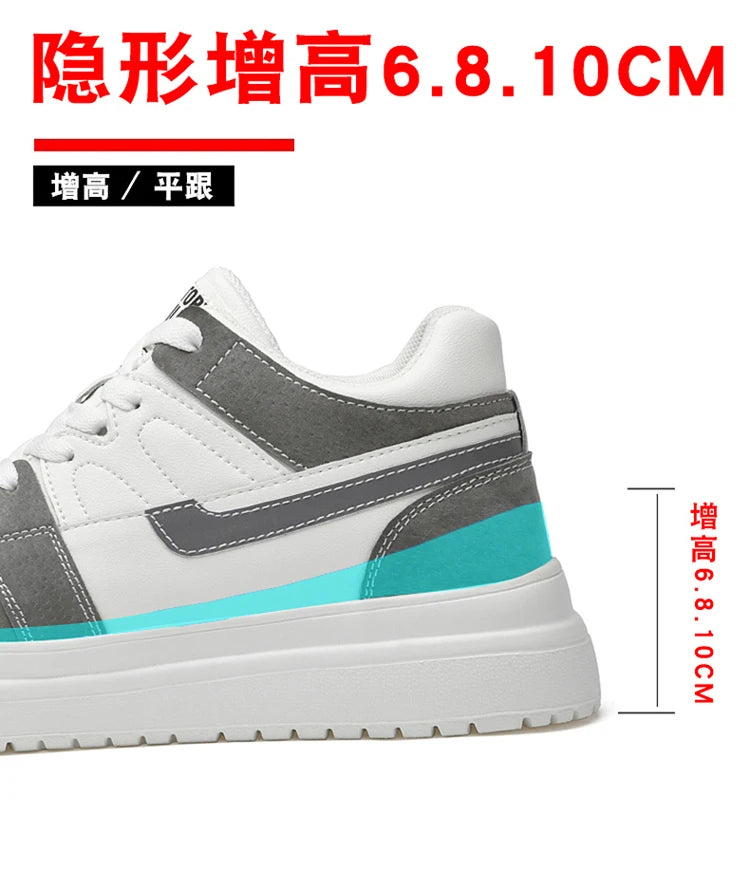 Genuine Leather Height Increasing Elevator Shoes Men Woman Height Increase Shoes 6cm 8cm 10cm Man Sneakers Sport Casual Shoes