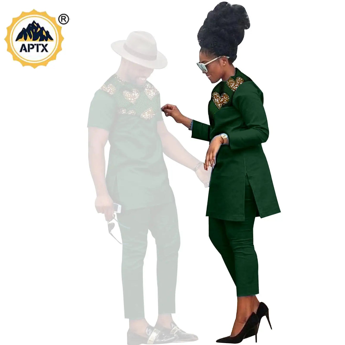 African Men Suits Bazin Riche African Couple Clothes Women Sets Matching Men Outfits Kaftan Patchwork Top and Pant Sets S20C001