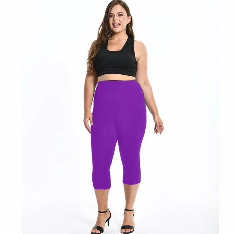 Leggings XS-7XL Summer Legings Women 3/4 Short Legging Pants Thin Women Large Size Stretch Grey Black White Pink 6XL 5XL 4XL 3XL