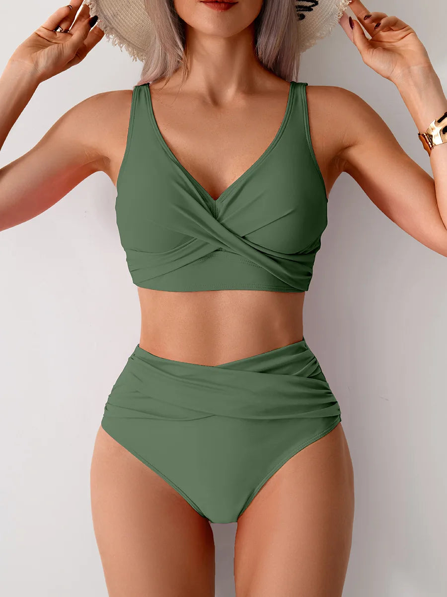 2025 girl Women's Clothing Swimwears European American new bikini sexy split swimsuit high waist swimsuit set bikini Bikinis Set