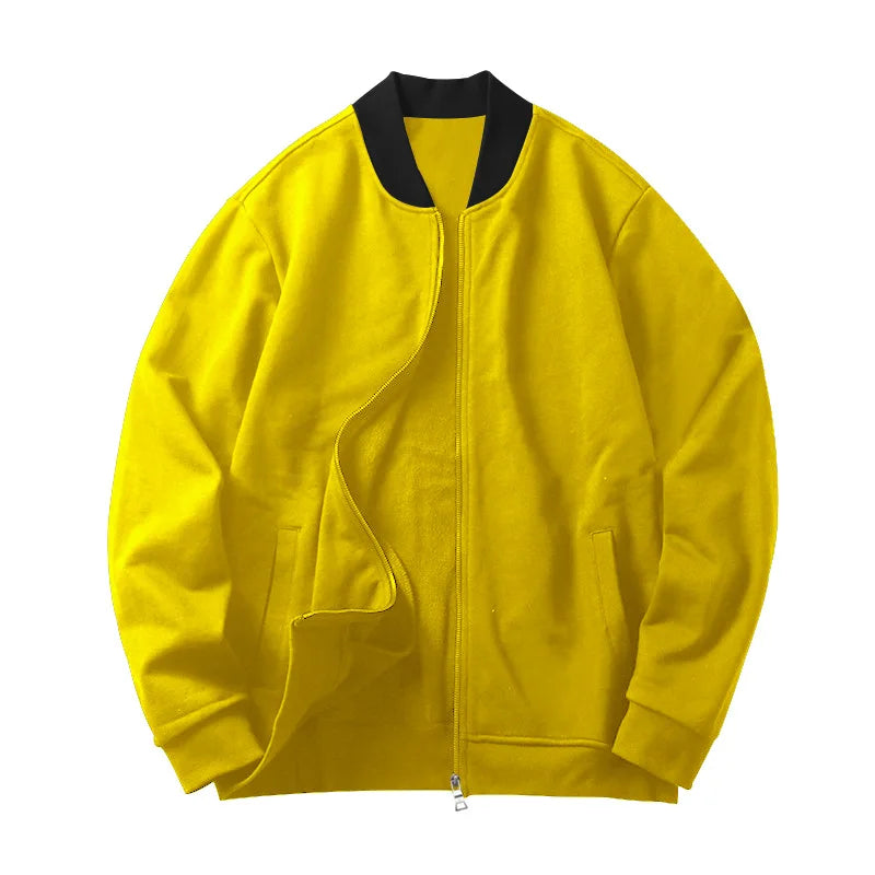 Autumn new solid color jacket men trendy shoulder design stand-up collar large size suit spring and fall fashion