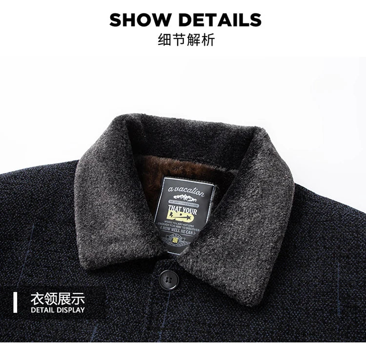 2026 Men Woolen Coats Men's business Casual Trench Coat Winter Coat with wool inner Man Autumn and Winter Wool Coat for Men