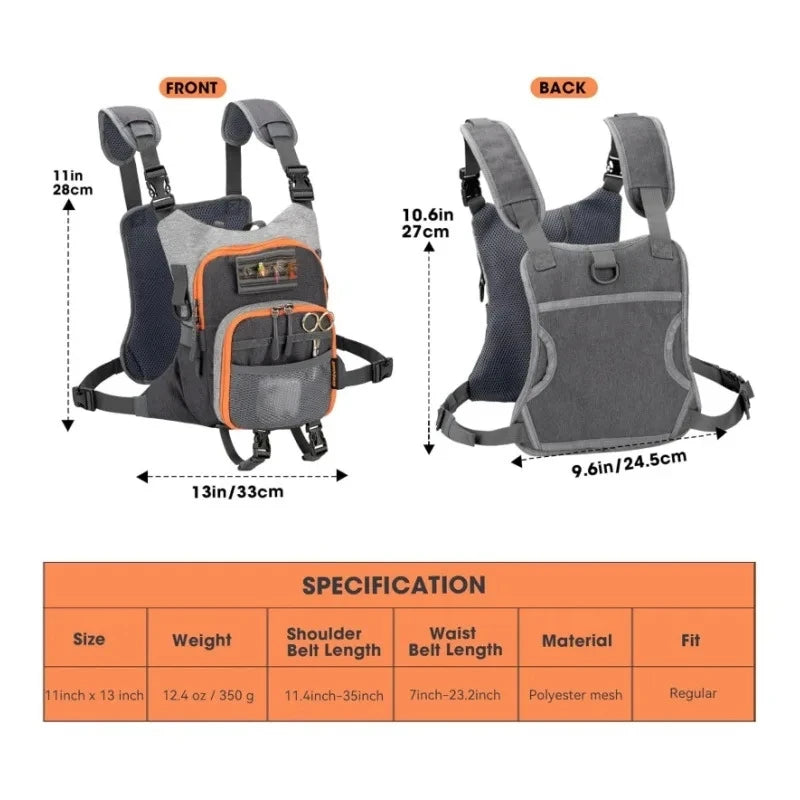 Fly Fishing Bag For Men and Women Fishing Chest Pack Fishing Tackle Boxes Storage Bags Outdoor Ultra Light Vest Fanny Packs
