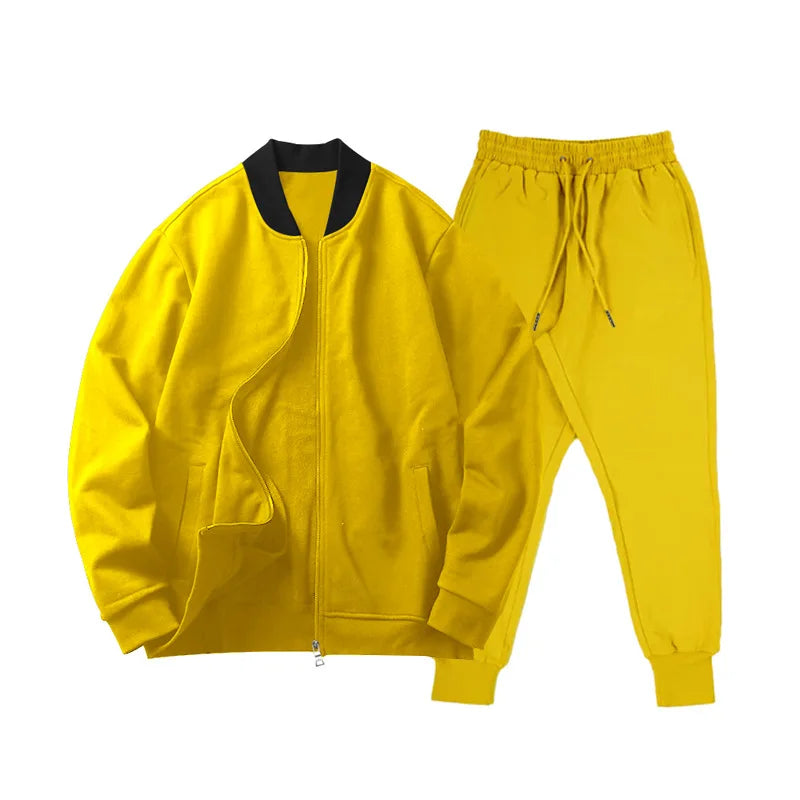 Autumn new solid color jacket men trendy shoulder design stand-up collar large size suit spring and fall fashion