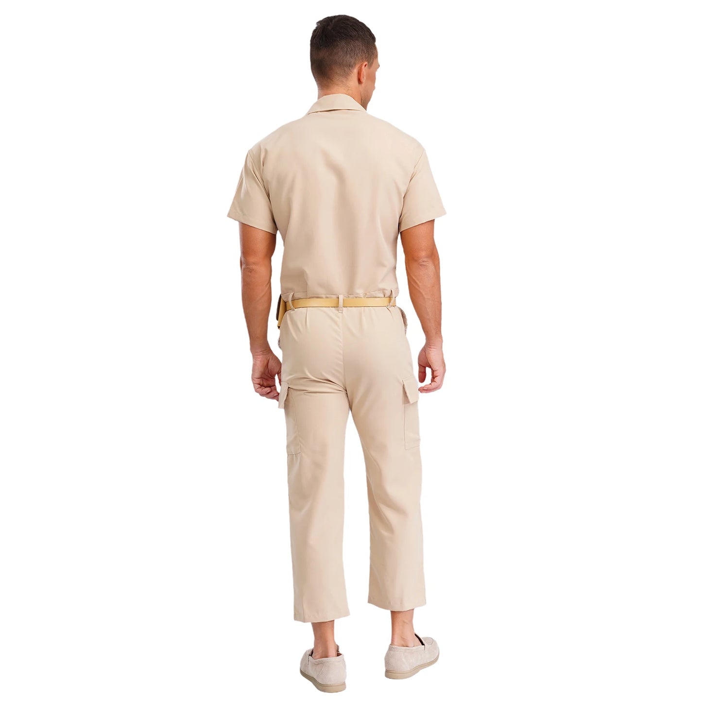 Mens Overalls Work Cargo Jumpsuit with Purse And Belt Workshop Uniform Multi-pocket Shorts Bottom Coveralls Rompers Work Wear