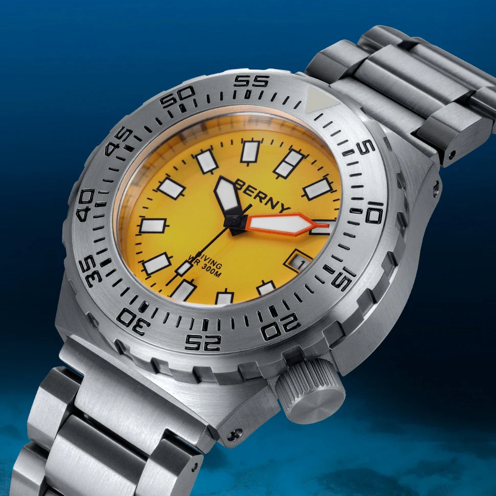 BERNY Automatic 30ATM Diver Men Watch Mechanical Wristwatches Waterproof Male Top Super Luminous Sapphire Sport Diving Watches