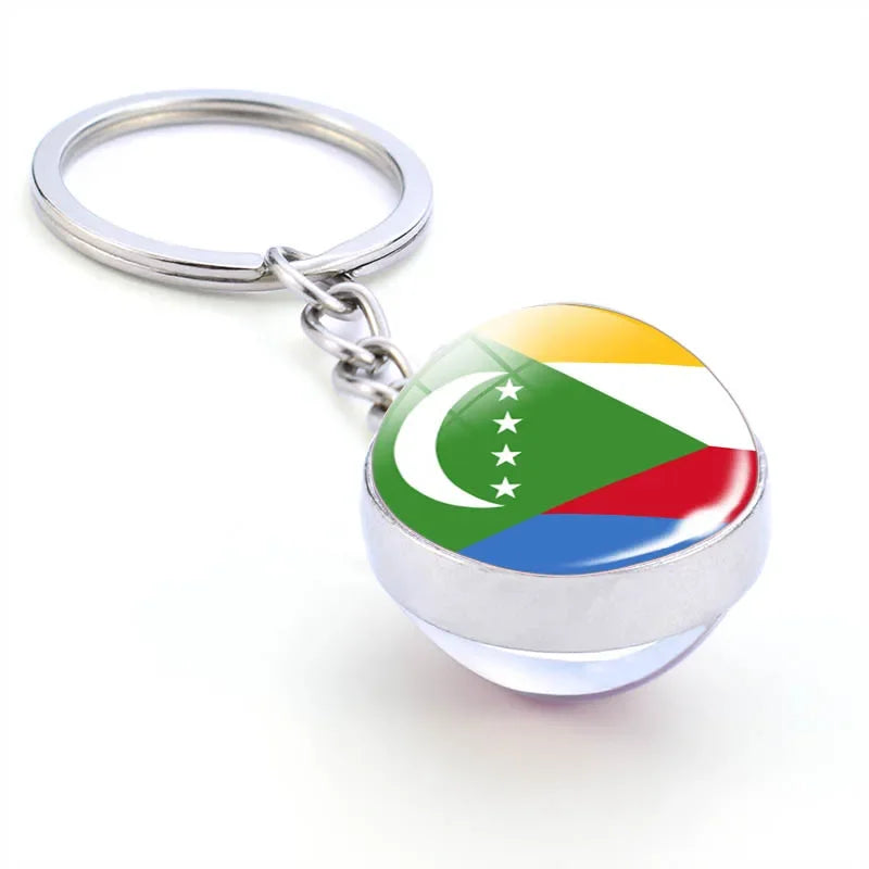 Africa National Flag Keychain  Nigeria South Africa Keyrings Crystal Ball Jewelry Fashion Double Side Glass Ball Men Women Gift