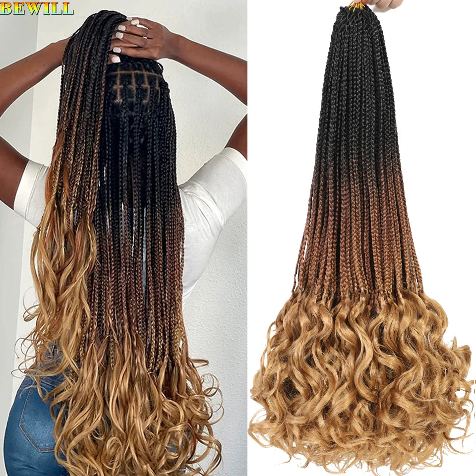 14 18 24 Inch French Curl Crochet Braids Boho Goddess French Curl Box Braids Crochet Hair Synthetic French Curly Braiding Hair