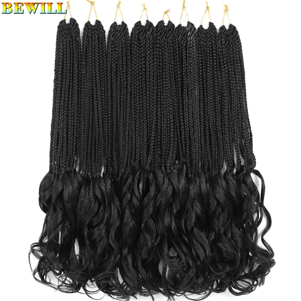 14 18 24 Inch French Curl Crochet Braids Boho Goddess French Curl Box Braids Crochet Hair Synthetic French Curly Braiding Hair