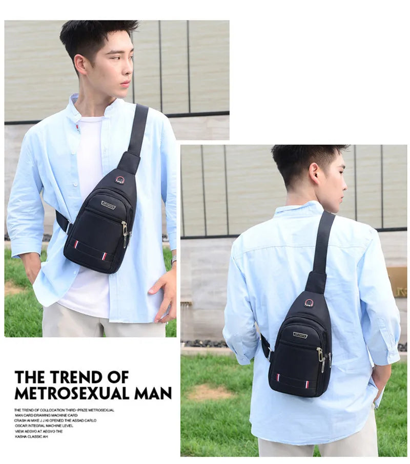 Oxford Men Chest Bag Crossbody Single Shoulder Travel Handbag Fashion Chest Bags New Style Big Capacity Chest Men Bag