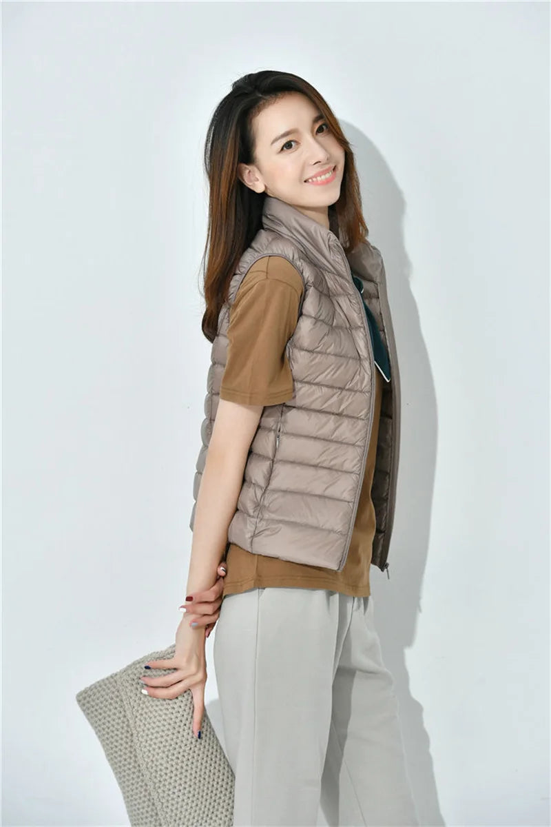 Ultralight Down Vest Women 2026 New Sleeveless Jacket Female White Duck Down Waistcoat Female Warm Puffer Jacket Outwear M-8XL