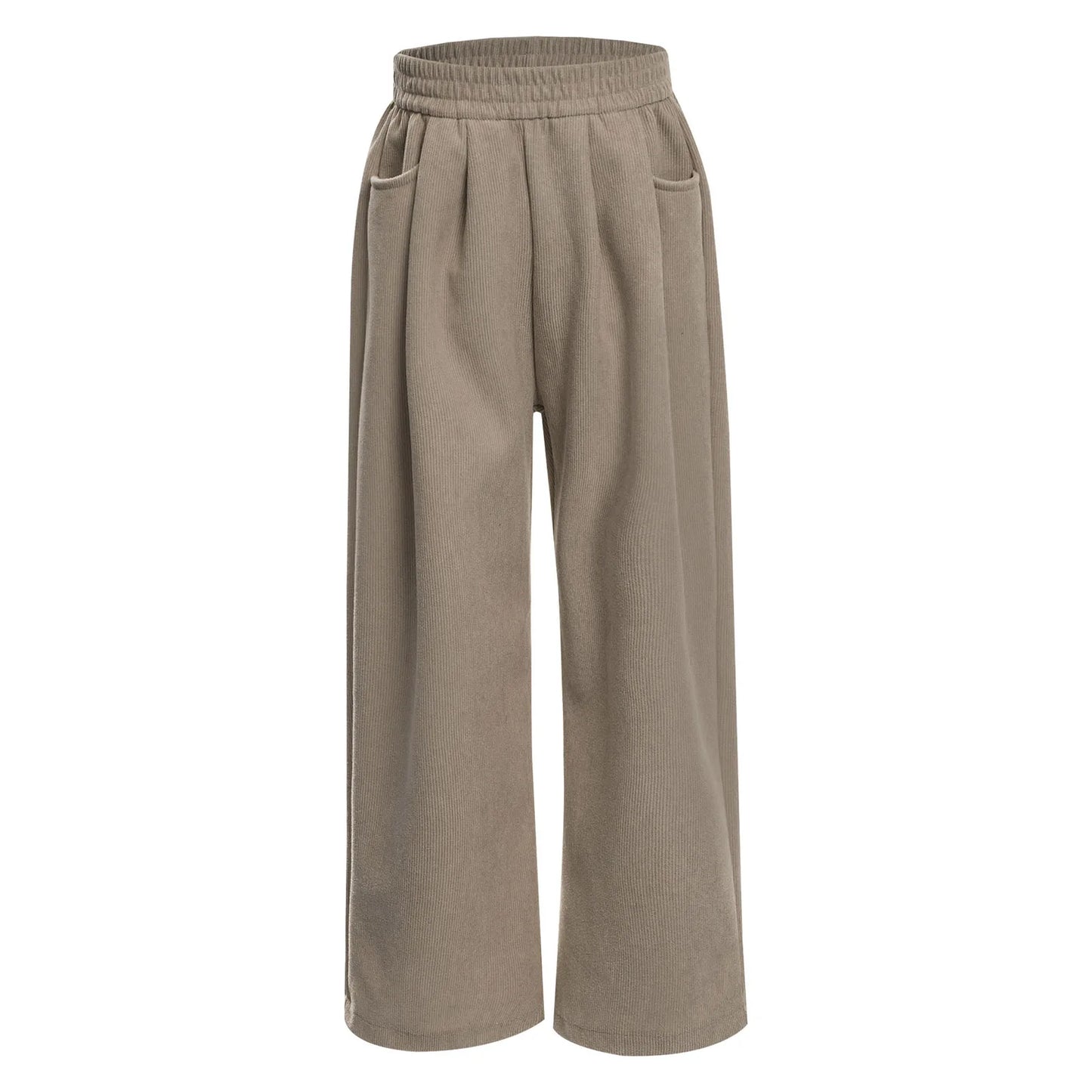 Kids Girls High Waist Corduroy Trousers Retro Straight Causal Full Length Wide Leg Pants with Pockets Fashion Baggy Sweatpants