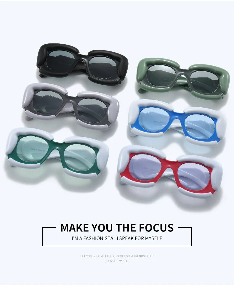 KAMMPT Square Women Sunglasses 2023 New Oversized Cloud Shape Rim Shades Ins Trendy Luxury Brand Design UV400 Protection Eyewear BAZAARHUBO