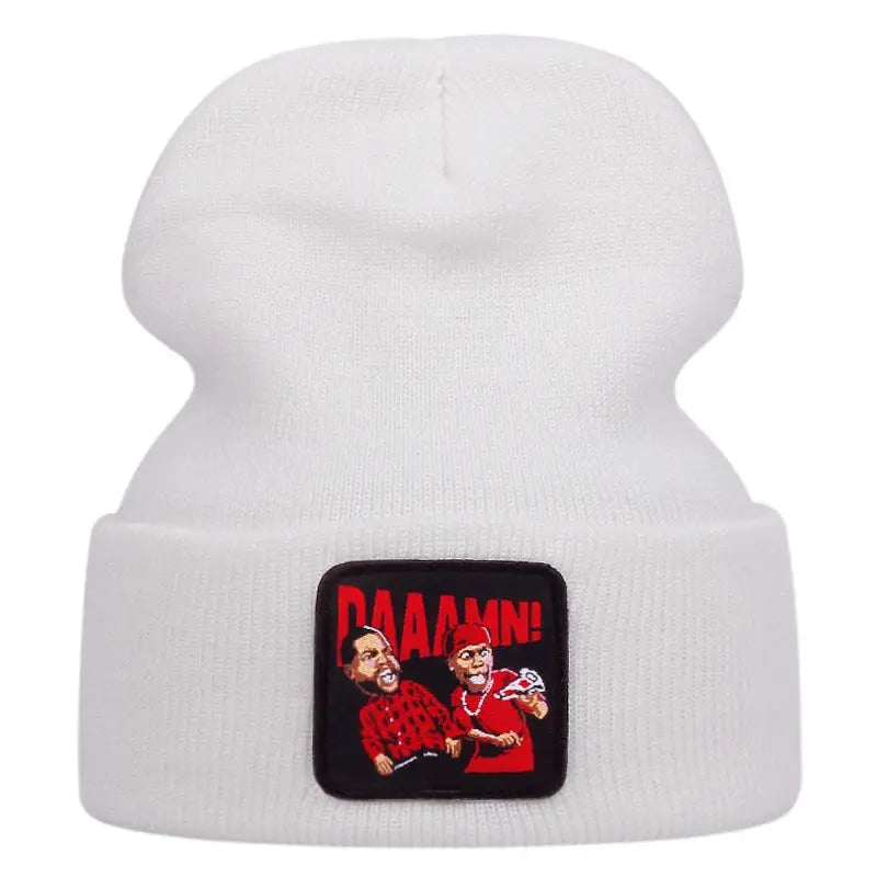 DAAAMN cartoon embroidered knitted hat for autumn and winter outdoor sports events Warm woolen hat hip-hop BAZAARHUBO