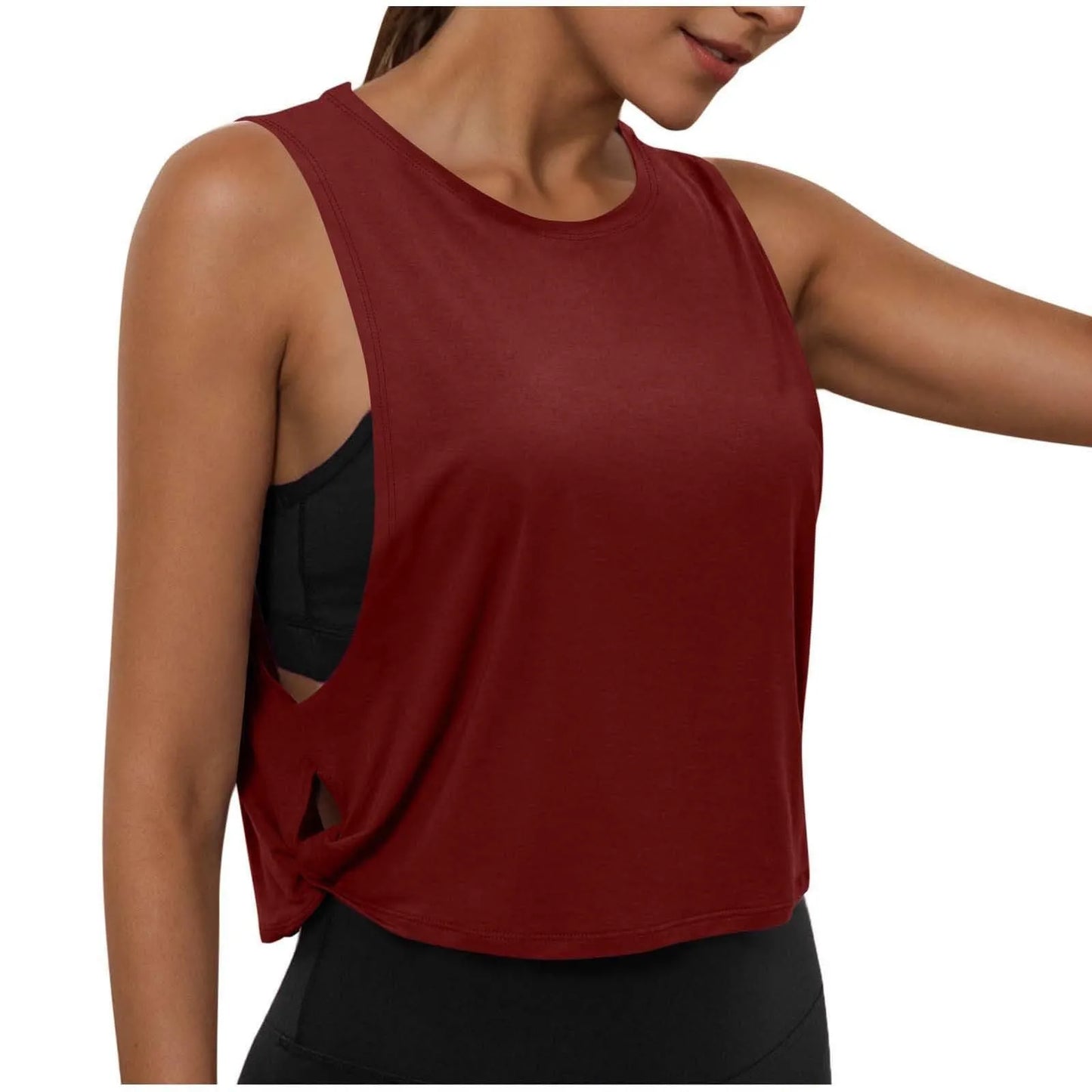 Women Sleeveless Yoga Top Breathable Gym Vest Tank Crop Top Running Tee