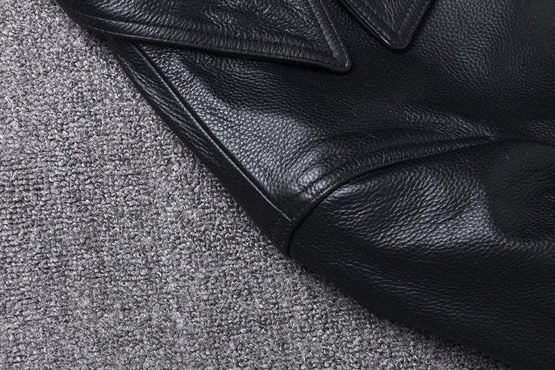 Long Jacket Men Genuine Leather Wind Coat Classic Black Plus Size Cowhide Jacket Casual Leather Cloth кожаная куртка мужская