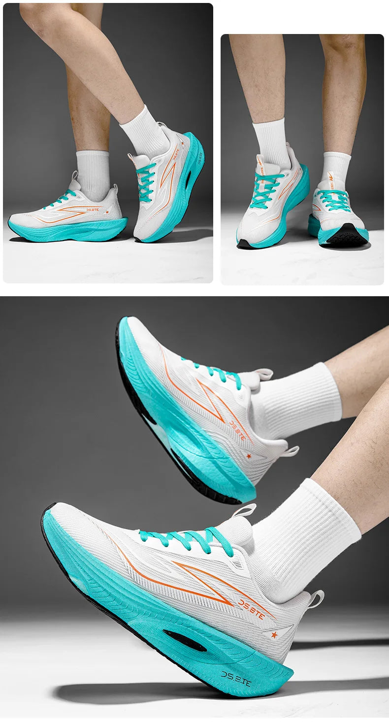 [Sports Shoes] Men's ultra light professional marathon running shoes, carbon plate cushioning, breathable low cut design, fluore