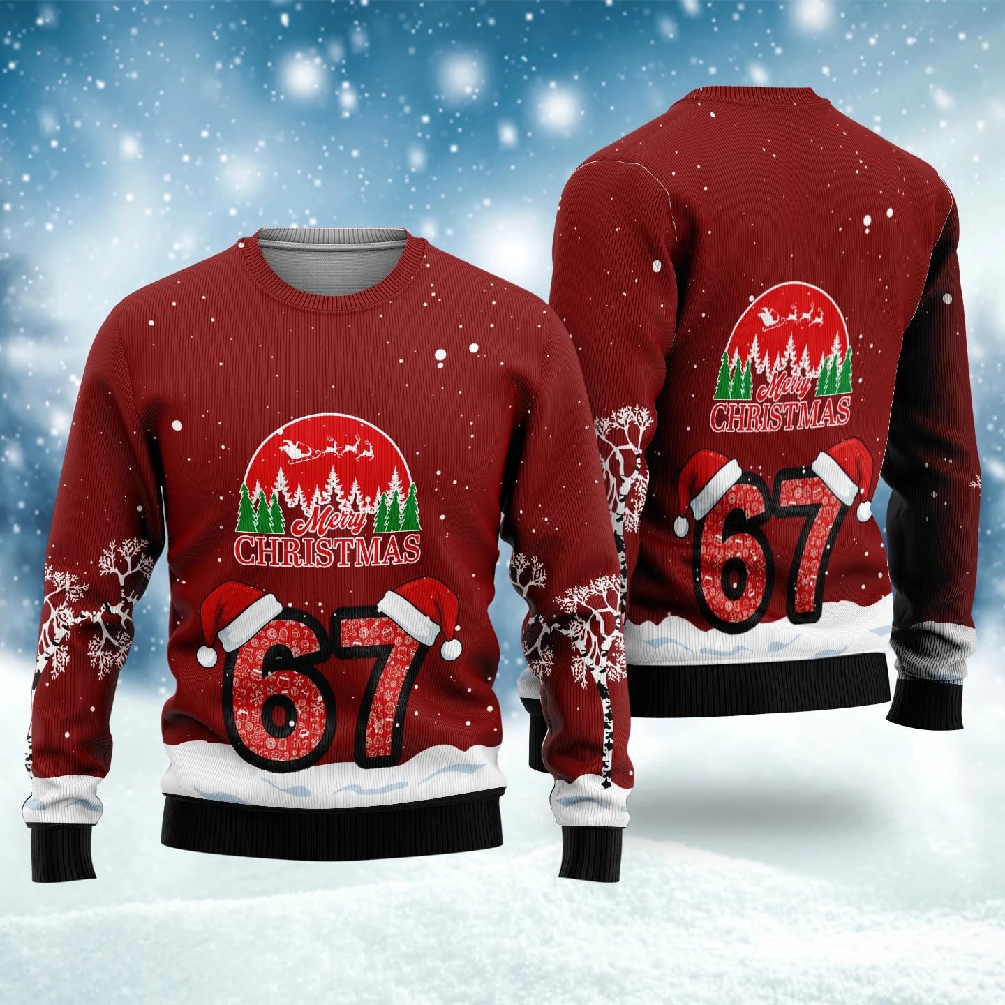 Funny 6 7 Ugly Christmas Sweater For Women Men Clothes Six Seven Mens Sweatshirt Holiday Jumper Sweaters 67 Pullovers Clothes BAZAARHUBO