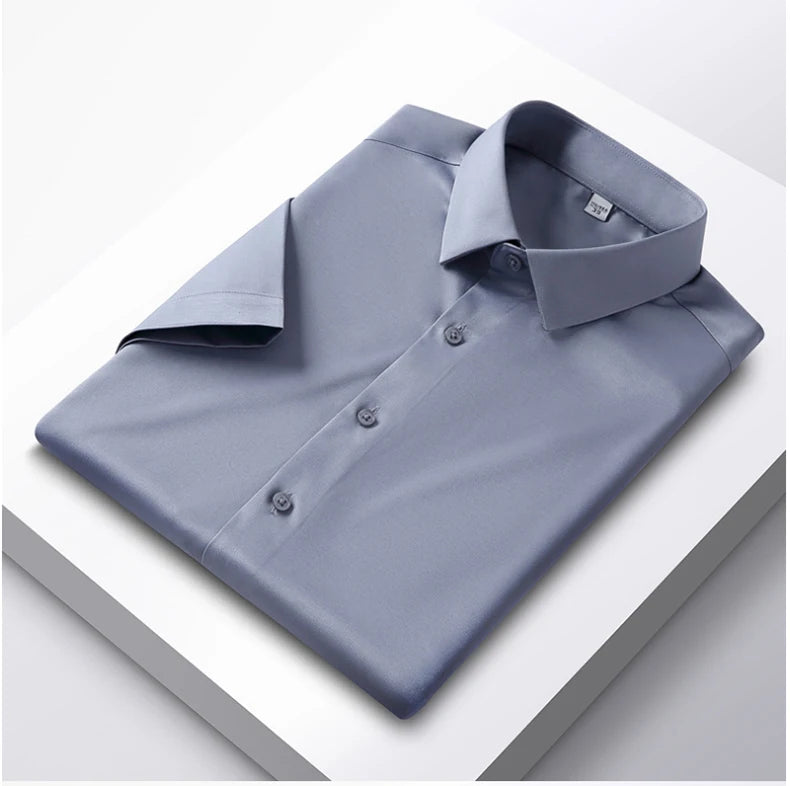 Men's 6XL Large High Quality Formal Shirts Short Sleeve Summer Clothing Non iron Business Casual ice Silk ice Feeling T-Shirts